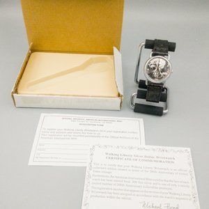 Vintage Walking Liberty .999 Sterling Silver Dollar Limited Edition Coin Watch